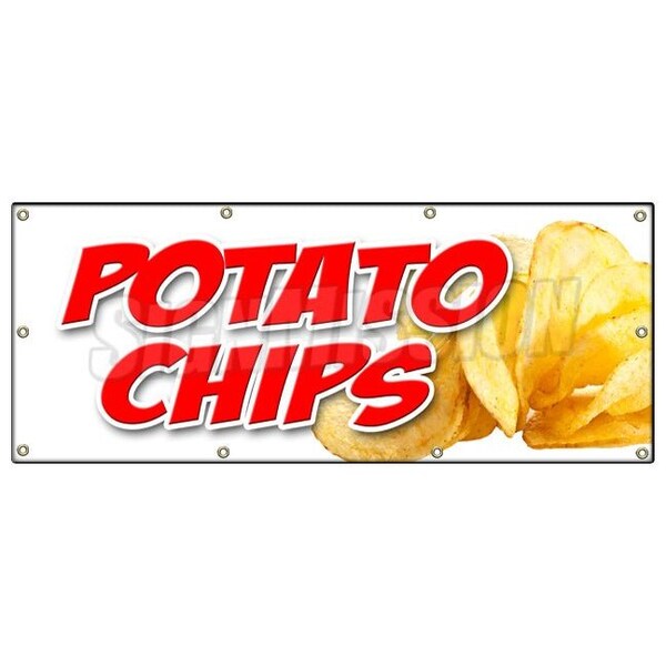 POTATO CHIPS BANNER SIGN kettle bar b que fresh made warm hot crisps